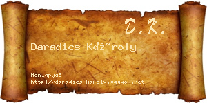 Daradics Károly névjegykártya